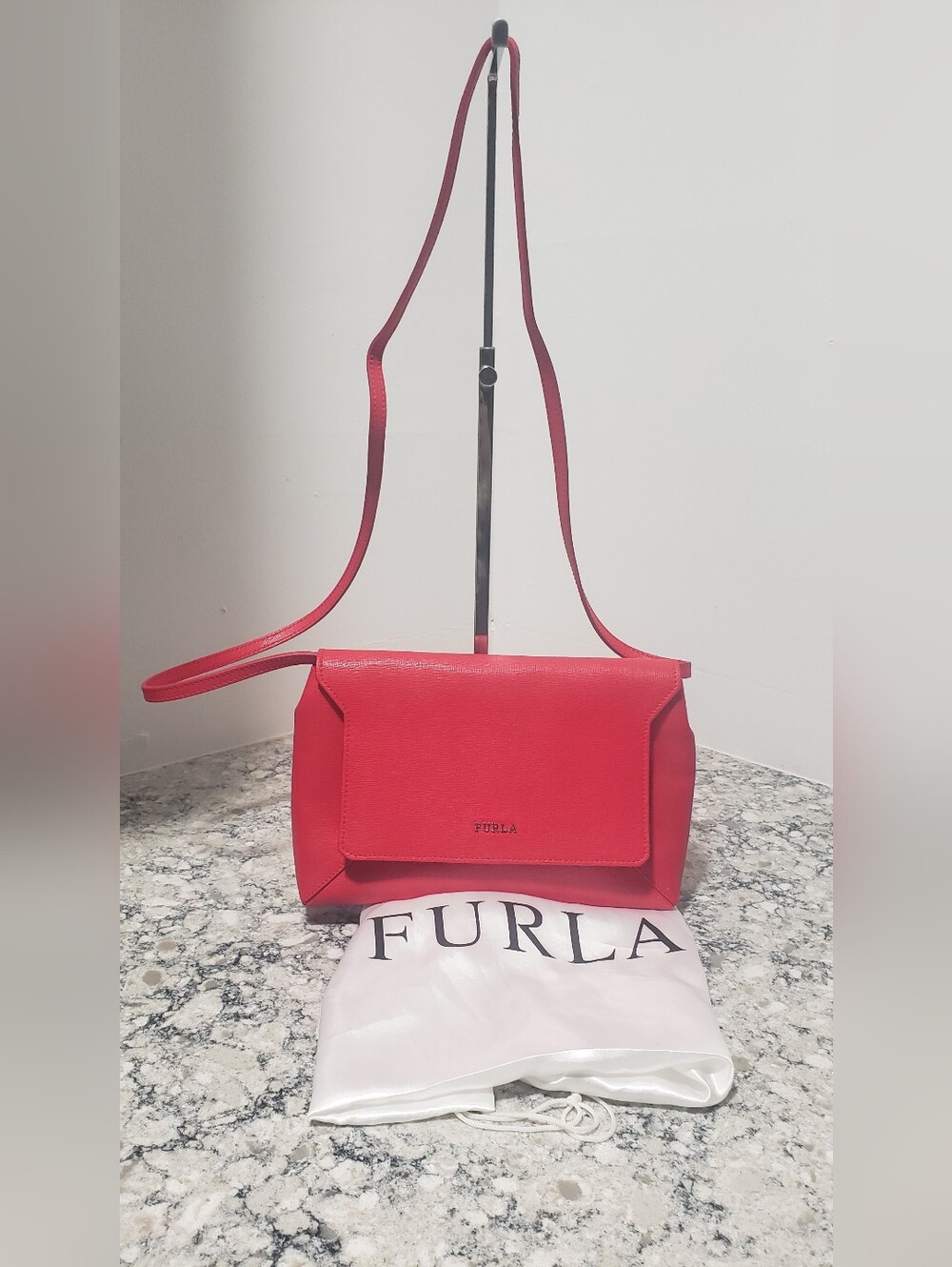 Furla Ginevra Red Leather Crossbody Purse w/ Dust Bag EUC